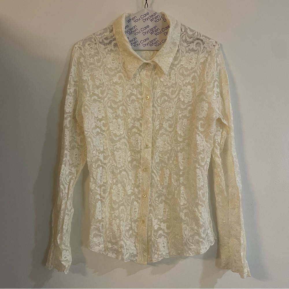 Harlow Lace Button-Down Blouse - Cream